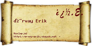 Árvay Erik névjegykártya