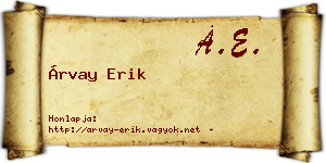 Árvay Erik névjegykártya
